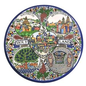 Holy Land Jerusalem Nazareth Bethlehem Tamimi 6.5in Decor Plate Handmade Ceramic